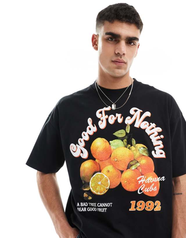 Good For Nothing - orange graphic t-shirt in black