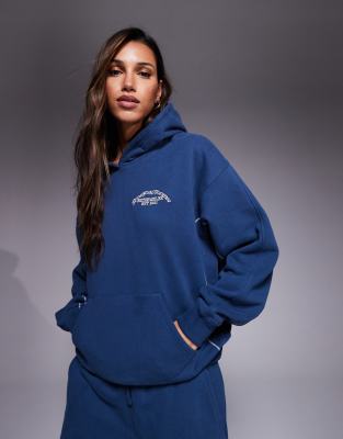 Good For Nothing Overlock stitch relaxed hoodie in navy