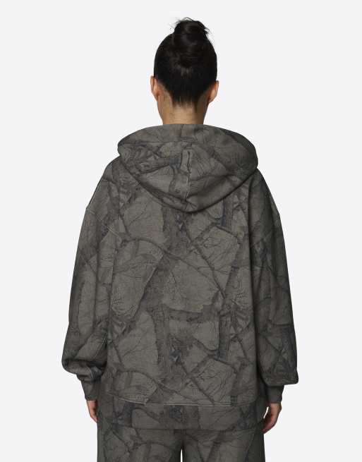 Good For Nothing Oversize-Hoodie aus Baumwollfleece mit Military-Muster in Grau, 2 von 4