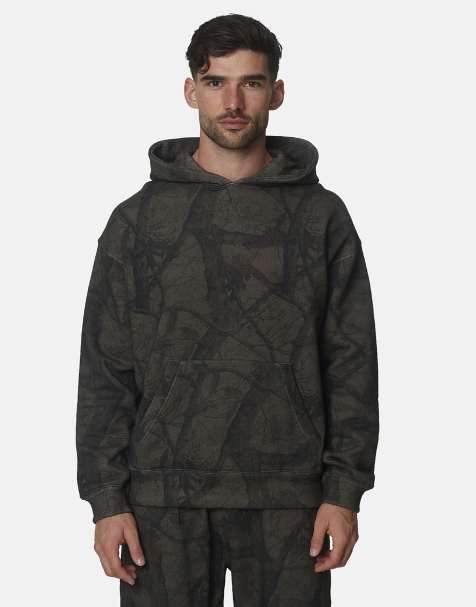 Good For Nothing Oversize-Hoodie aus bedruckter Baumwolle mit Military-Muster in Braun - view 1