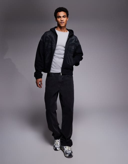 Good For Nothing – Oversize-Kapuzenjacke in Schwarz mit Reißverschluss und Schmetterlings-Print, 2 von 5