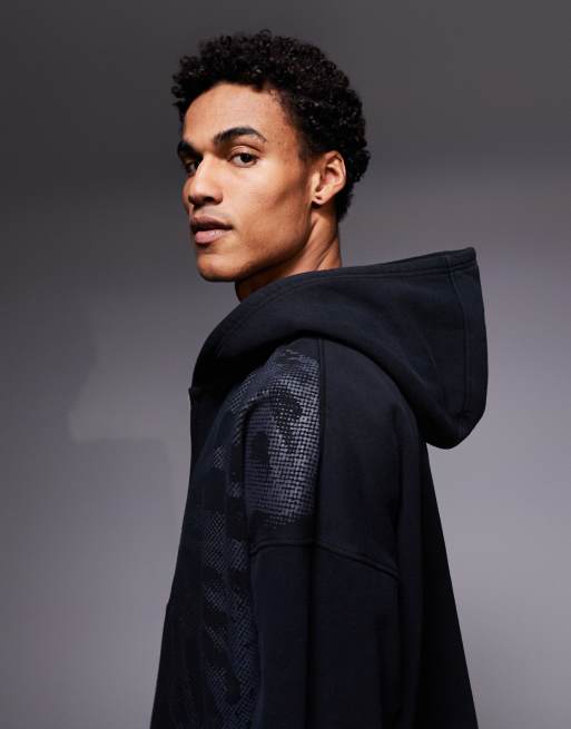 Good For Nothing – Oversize-Kapuzenjacke in Schwarz mit Reißverschluss und Schmetterlings-Print, 4 von 5
