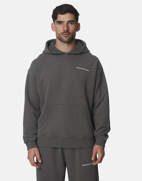 Good For Nothing Oversize-Kapuzenpullover aus Baumwollfleece in Grau - view 1