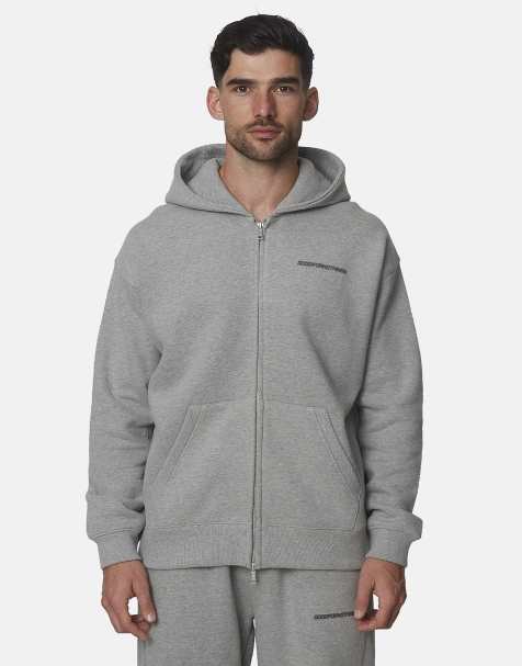 Good For Nothing Oversize-Kapuzenpullover mit Reißverschluss und hohem Baumwollanteil in Grau - view 1