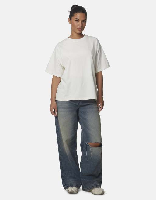 Good For Nothing Oversize T-Shirt aus Baumwolle mit gesticktem Logo in Weiß, 3 von 4
