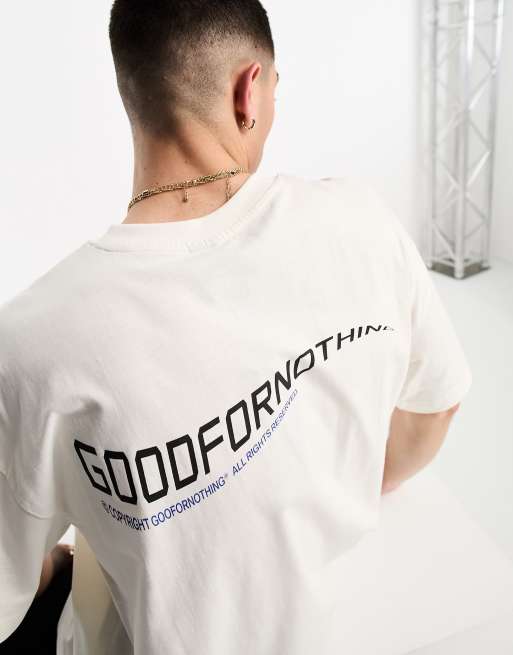 Good For Nothing – Oversize-T-Shirt in gebrochenem Weiß mit Logoprint auf dem Rücken
