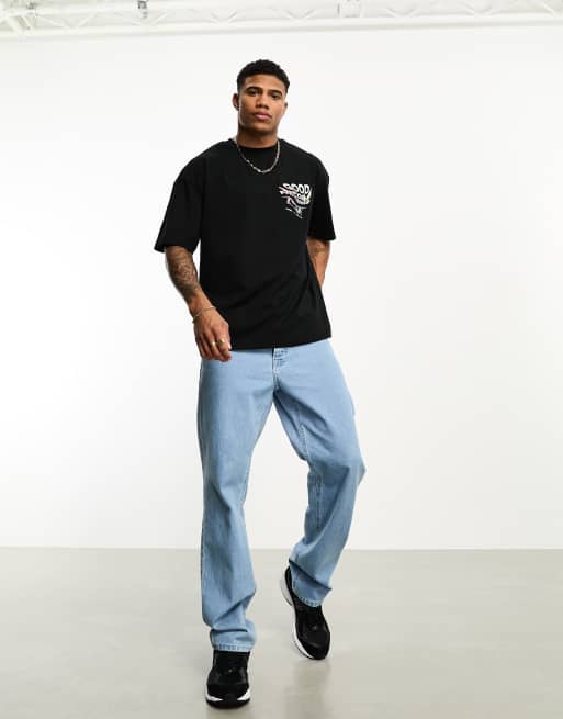 Good For Nothing – Oversize-T-Shirt in Schwarz mit verzerrtem Schmetterling- und Logoprint auf dem Rücken