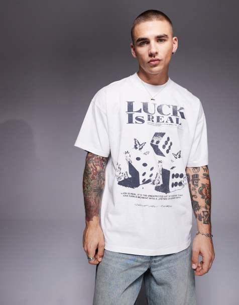 Good For Nothing – Oversize-T-Shirt in Wollweiß mit „Luck“-Print - view 1