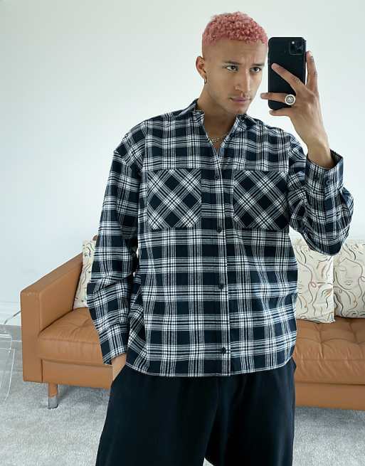 Good For Nothing oversized 90s flannel shirt in black | ASOS