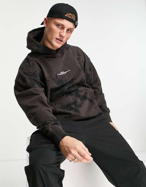 Good For Nothing oversized bleached hoodie in black and brown part of a set