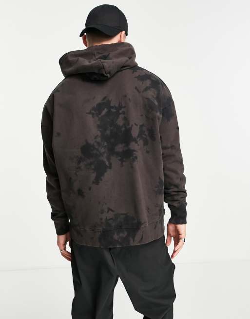 Good For Nothing oversized bleached hoodie in black and brown part of a set