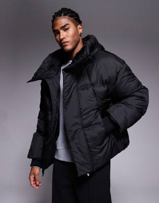 Good For Nothing Oversized Boxy Puffer Jacket In Black