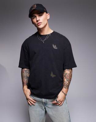 Good For Nothing Good For Nothing oversized butterfly print t-shirt in off black