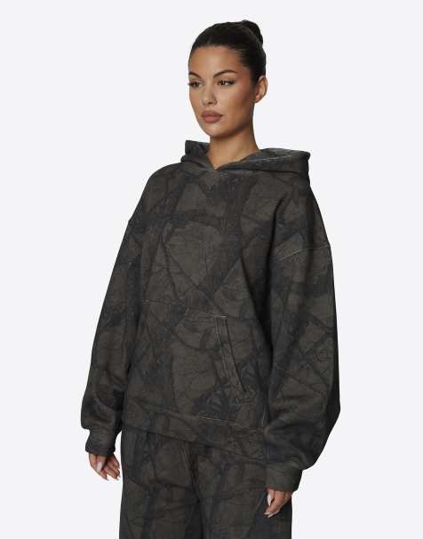 Good For Nothing Oversized camo cotton fleece hoodie in brown - view 1