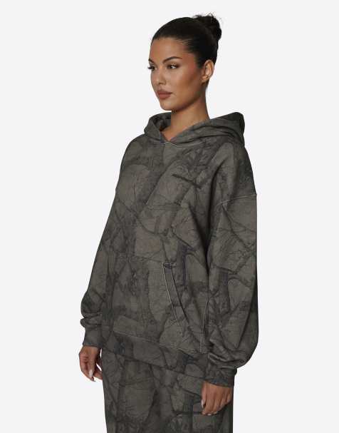 Good For Nothing Oversized camo cotton fleece hoodie in grey - view 1
