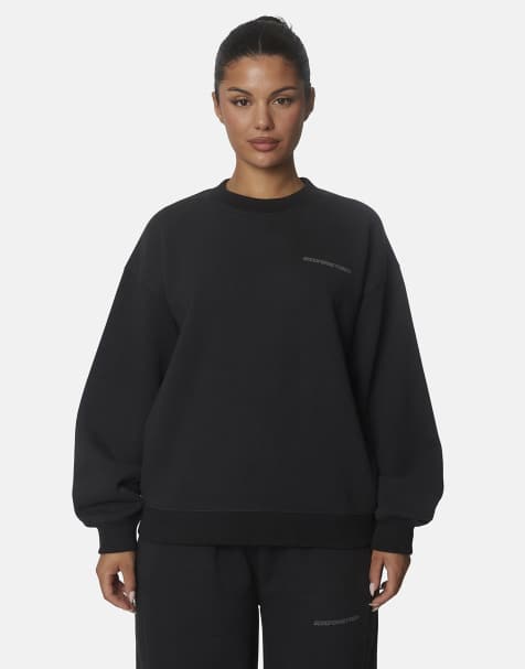 Good For Nothing Oversized cotton fleece crewneck sweatshirt in black - view 1