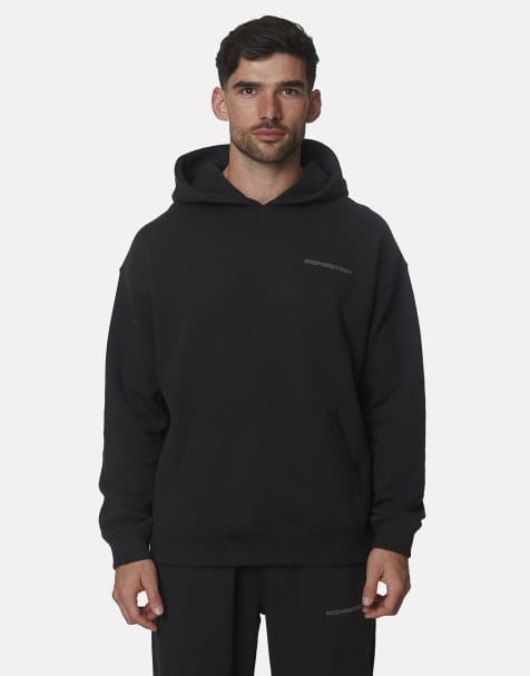 Good For Nothing Oversized cotton fleece pullover hoodie in black - view 1