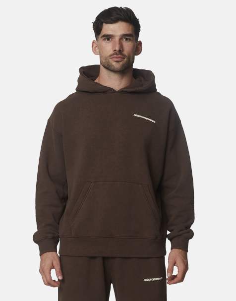 Good For Nothing Oversized cotton fleece pullover hoodie in brown - view 1