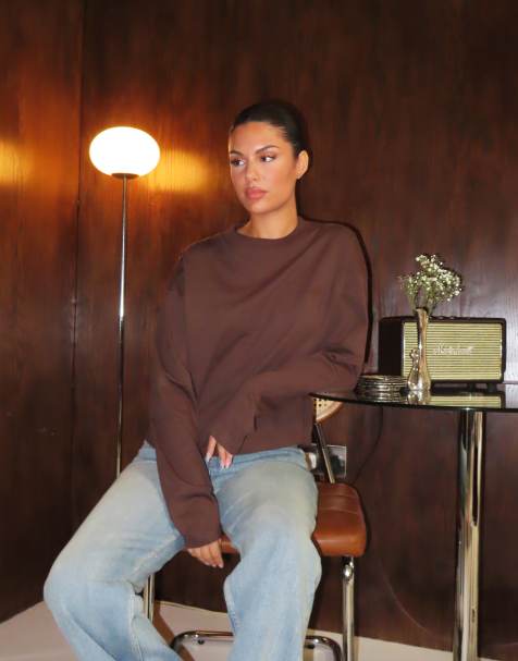 Good For Nothing Oversized embroidered logo cotton t-shirt in brown - view 1