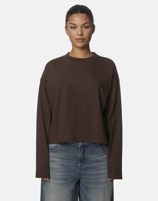 Good For Nothing Oversized embroidered logo cotton t-shirt in brown, 5 of 5
