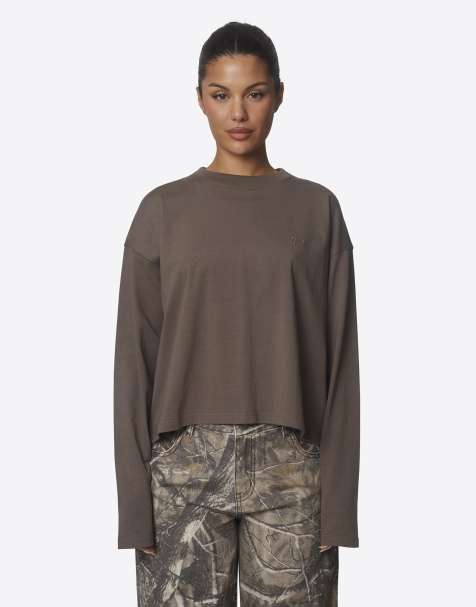 Good For Nothing Oversized embroidered logo cotton t-shirt in brown - view 1