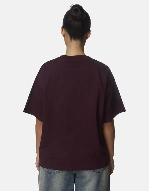Good For Nothing Oversized embroidered logo cotton t-shirt in burgundy, 2 of 4