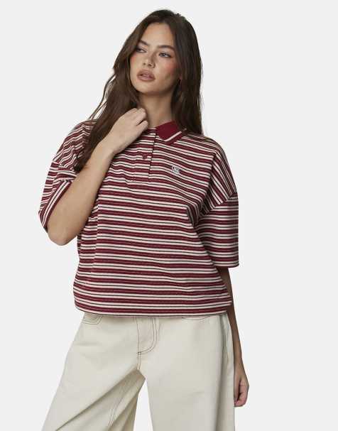 Good For Nothing Oversized fit monogram pique polo in burgundy - view 1