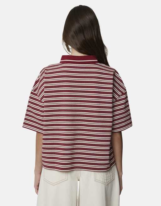 Good For Nothing Oversized fit monogram pique polo in burgundy, 2 of 4