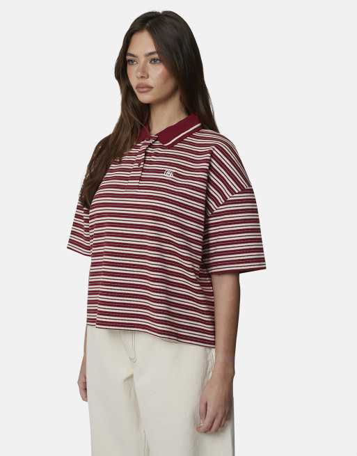 Good For Nothing Oversized fit monogram pique polo in burgundy, 4 of 4