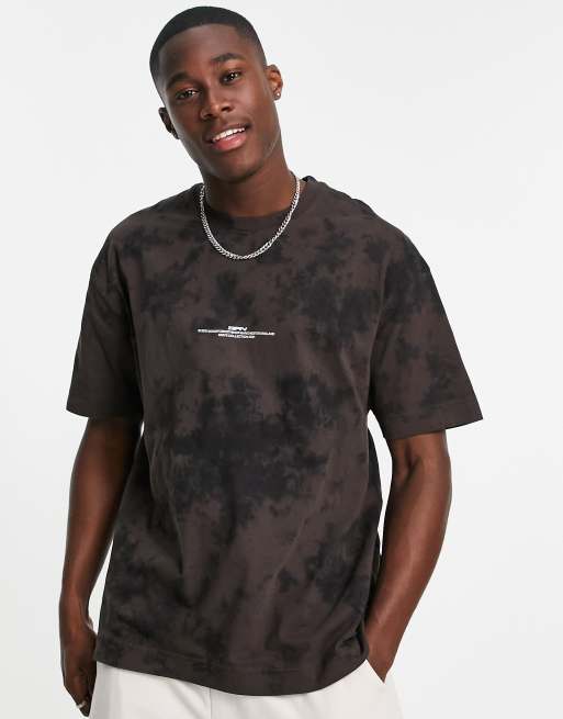 Good For Nothing - Oversized gebleekt T-shirt in zwart en bruin met logoprint