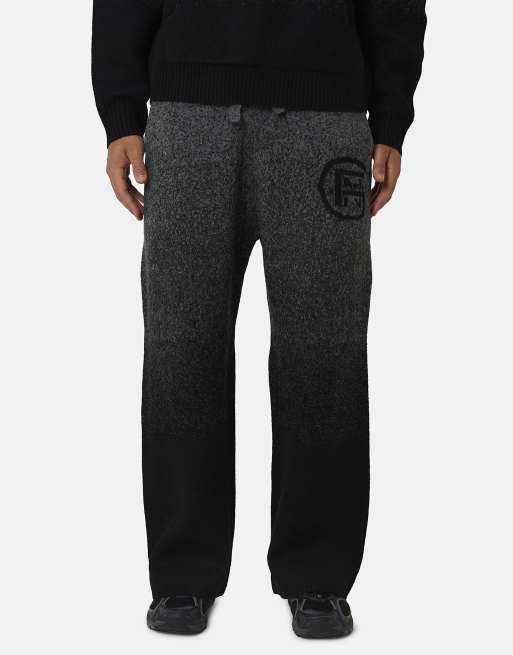 Good For Nothing Oversized gradient knitted intarsia joggers in black, 3 of 4