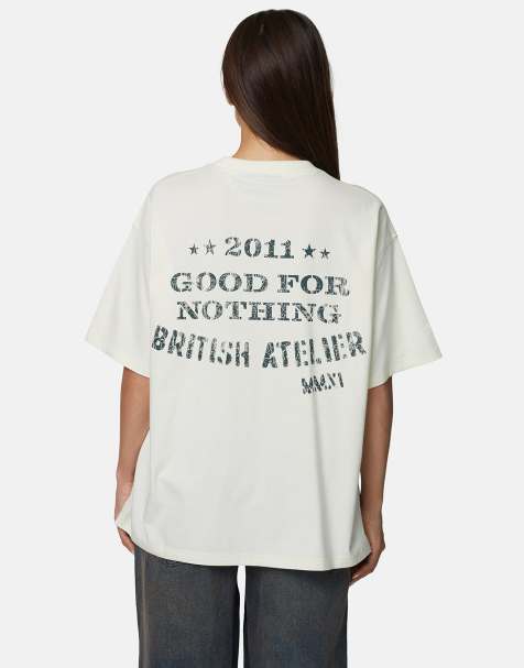 Good For Nothing Oversized graphic tee in white