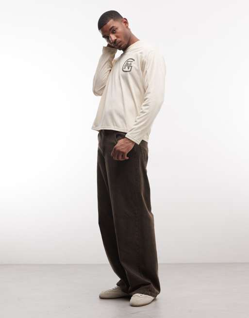 Good For Nothing - Oversized hockeyshirt met lange mouwen in gebroken wit, 2 van 5