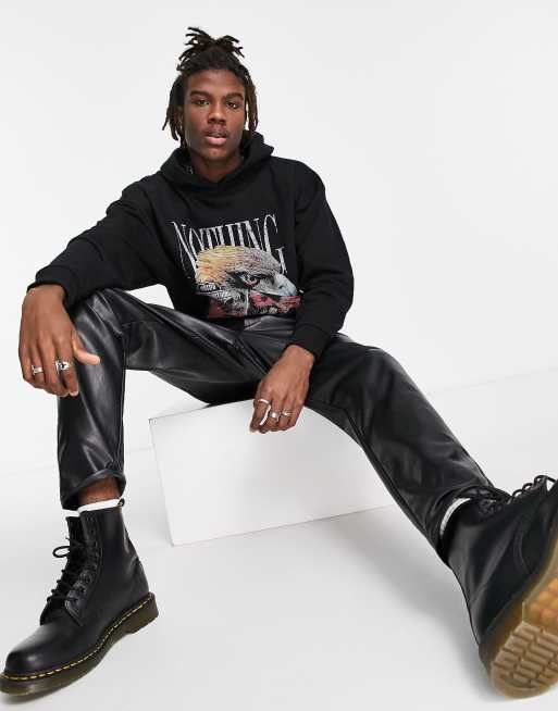 Good For Nothing oversized hoodie in black with vintage eagle
