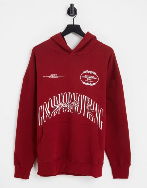 Good For Nothing - Oversized hoodie met vervormde logoprint in bordeauxrood