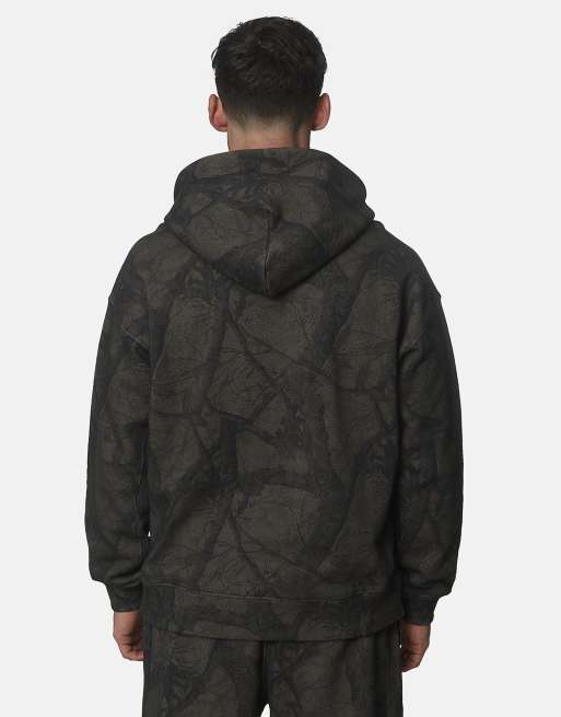 Good For Nothing oversized hoodie van bedrukt katoen met camouflageprint in bruin, 2 van 6