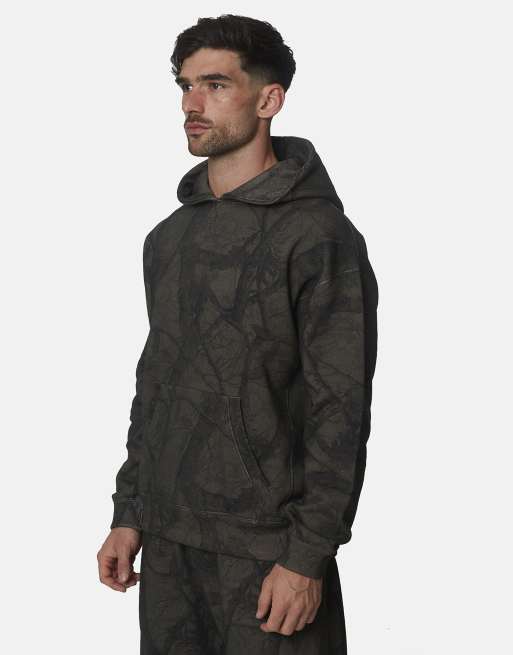 Good For Nothing oversized hoodie van bedrukt katoen met camouflageprint in bruin, 6 van 6
