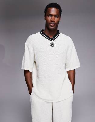 Good For Nothing Oversized Knit Hockey Jersey In White
