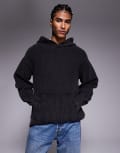 [Good For Nothing] Good For Nothing oversized knitted pullover hoodie in black S BLACK