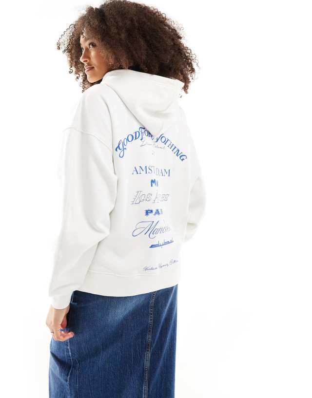 Good For Nothing - oversized logo hoodie in off white