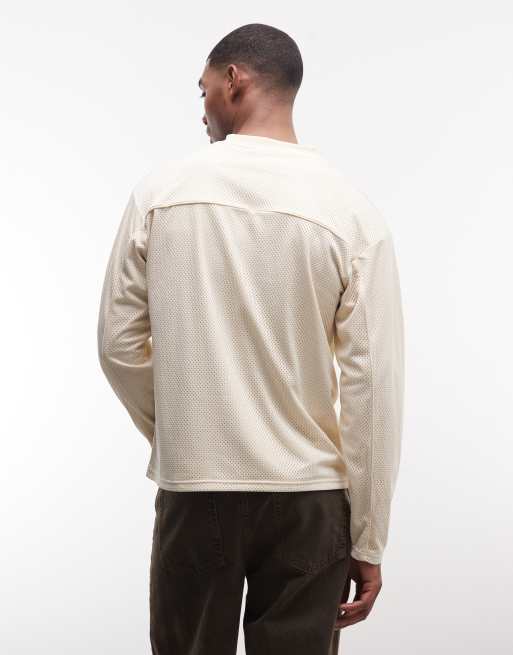Good For Nothing oversized long sleeve hockey jersey in off white, 5 of 5
