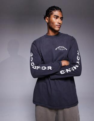Good For Nothing Oversized Long Sleeve T-shirt In Black