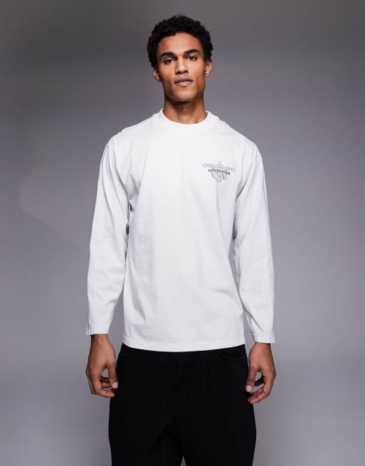 Good For Nothing oversized long sleeve t-shirt in off white chest and back print, 3 of 5