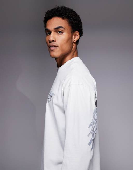 Good For Nothing oversized long sleeve t-shirt in off white chest and back print, 4 of 5