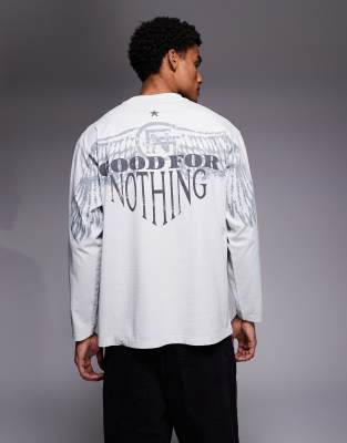 Good For Nothing Oversized Long Sleeve T-shirt In White