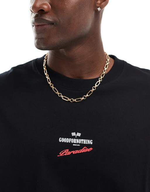 Good For Nothing oversized motor backprint t-shirt in black, 3 of 4