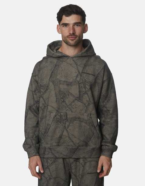 Good For Nothing Oversized printed cotton camo hoodie in grey - view 1