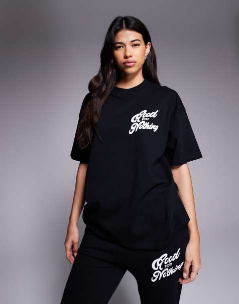 Good For Nothing Oversized puff print t-shirt in black