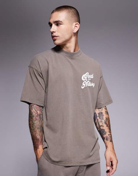 Good For Nothing Oversized puff print t-shirt in fawn - view 1