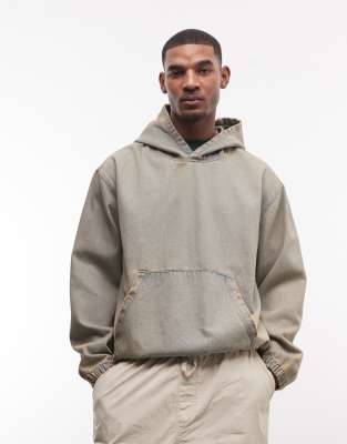 Good For Nothing Oversized Pullover Denim Hooded Jacket In Blue